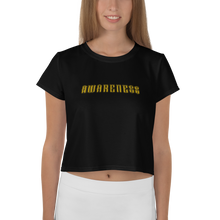 Load image into Gallery viewer, Women's Awareness Black &amp; Gold Crop Top
